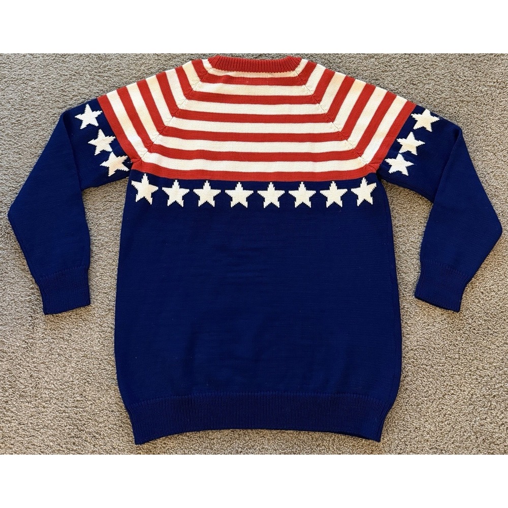 Original Moriarty Sweater Wool Handmade USA Oversized XL American Flag Patriotic - Picture 2 of 5